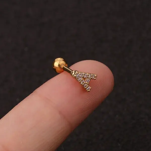 316L Surgical Stainless Steel Micro Pave Clear Cubic Zirconia Cartilage Earrings