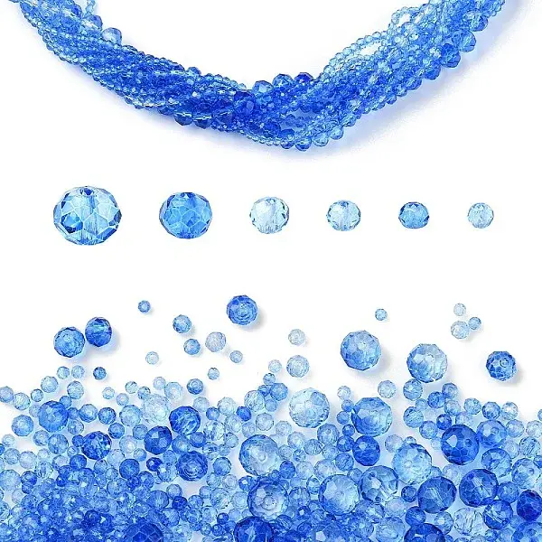 6 Styles Gradient Color Transparent Painted Glass Beads Strands