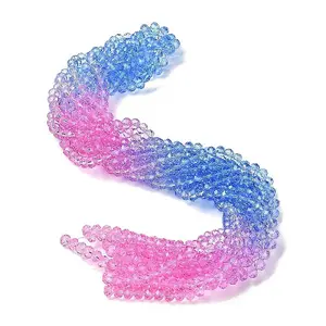 Transparent Painted Glass Beads Strands