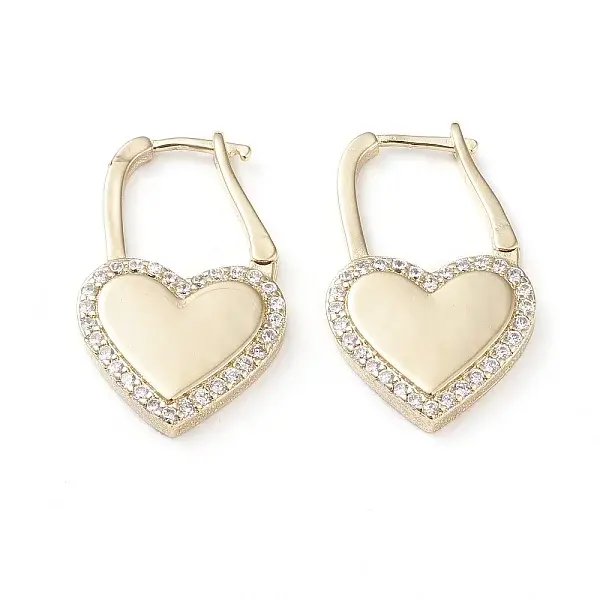 Brass Micro Pave Cubic Zirconia Huggie Hoop Earrings