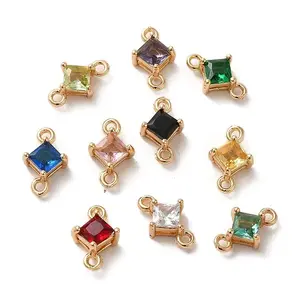 Brass Pave Cubic Zirconia Connector Charms