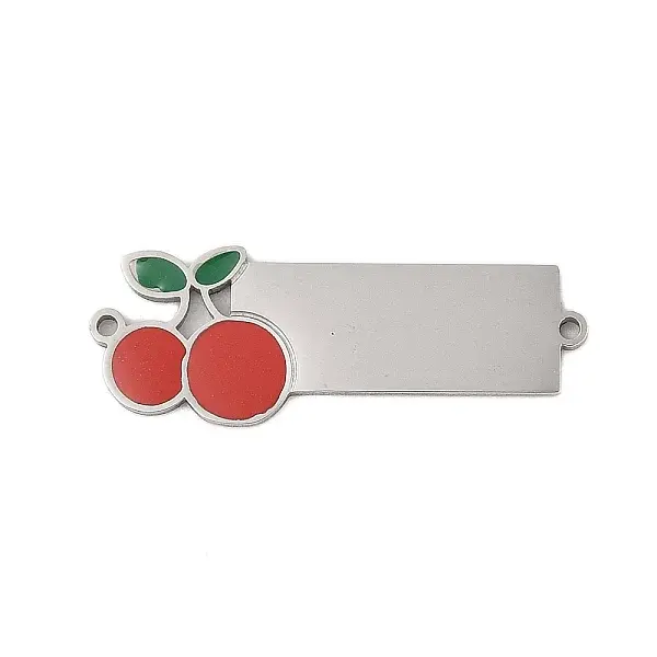 304 Stainless Steel Red Enamel Connector Charms