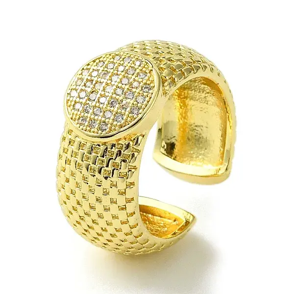 Brass Micro Pave Cubic Zirconia Open Cuff Rings