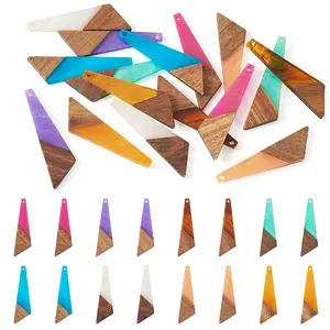 16Pcs 8 Colors Resin & Wood Pendants