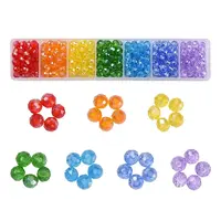 350Pcs 7 Style Baking Paint & Electroplate Glass Beads