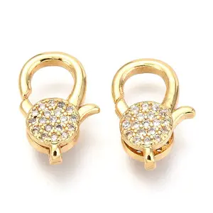 Brass Micro Pave Cubic Zirconia Lobster Claw Clasps