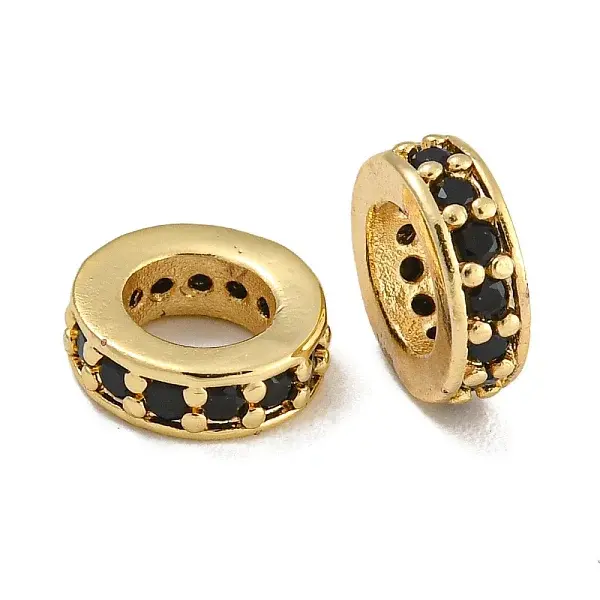 Rack Plating Brass Micro Pave Clear Cubic Zirconia Beads