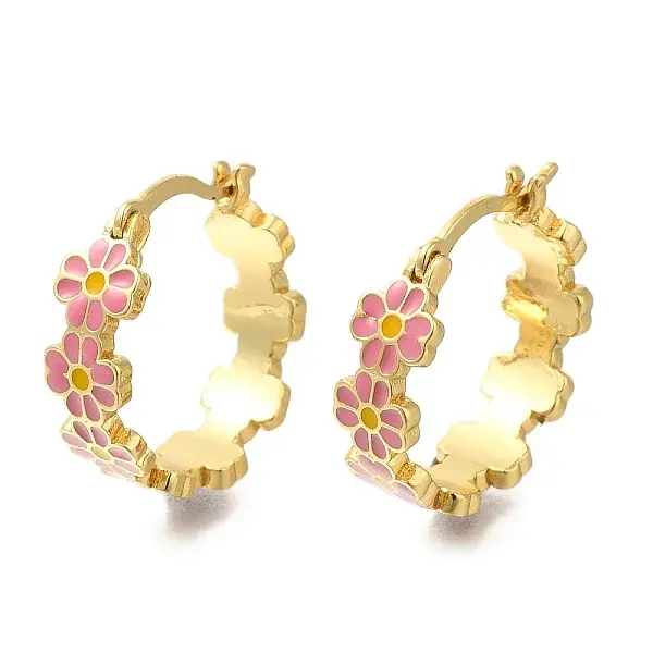 Rack Plating Flower Brass Hoop Earrings