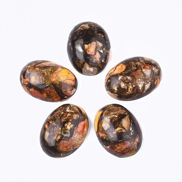 Assembled Synthetic Imperial Jasper and Bronzite  Cabochons