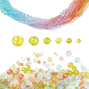 6 Styles Gradient Color Transparent Painted Glass Beads Strands