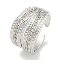 Rack Plating Brass Micro Pave Cubic Zirconia Open Cuff Rings for Women