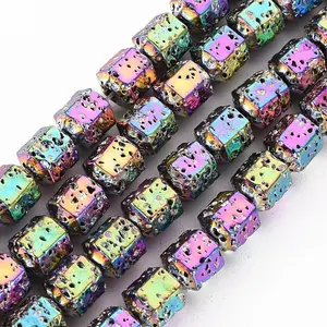 Electroplated Natural Lava Rock Beads Strands