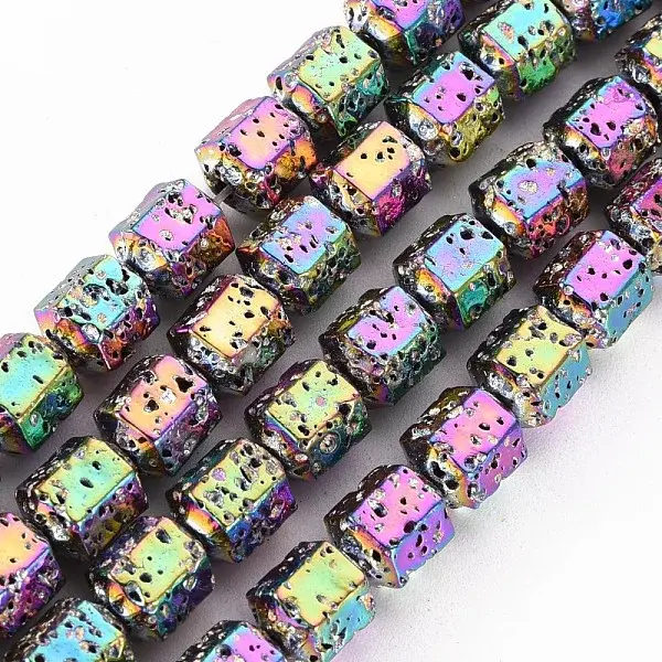 Electroplated Natural Lava Rock Beads Strands