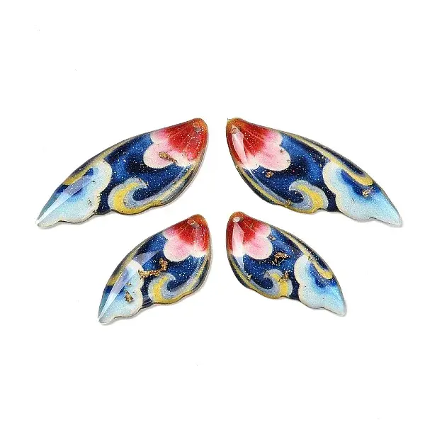 4Pcs 4 Styles Transparent Epoxy Resin Pendants