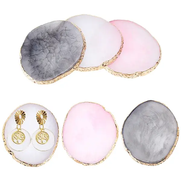 6Pcs 3 Colors Oval Resin Palette