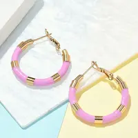 PVD Vacuum Plating 201 Stainless Steel Enamel Hoop Earrings for Women