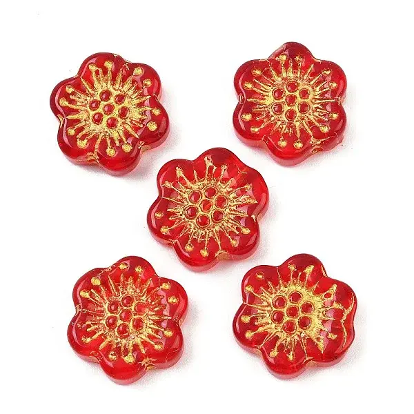 Baking Paint and Golden Metal Enlaced Glass Beads