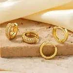 Brass Pave Clear Cubic Zirconia Hoop Earring Sets