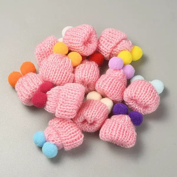 Woolen Crochet Mini Hat with Double Pom Pom Ball