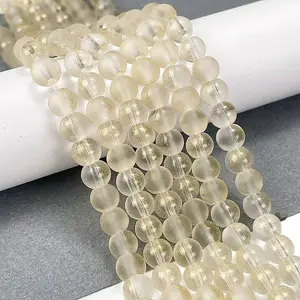 Frosted Transparent Glass Bead Strands