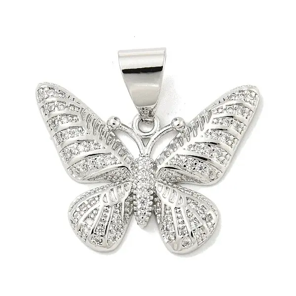 Brass Micro Pave Clear Cubic Zirconia Pendants