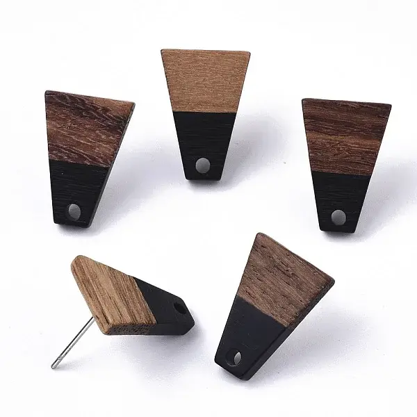 Resin & Walnut Wood Stud Earring Findings