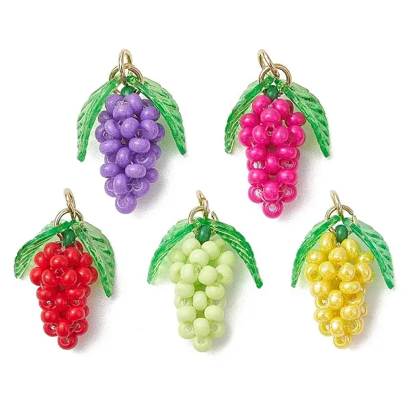 Glass Seed Beaded Grape Pendants