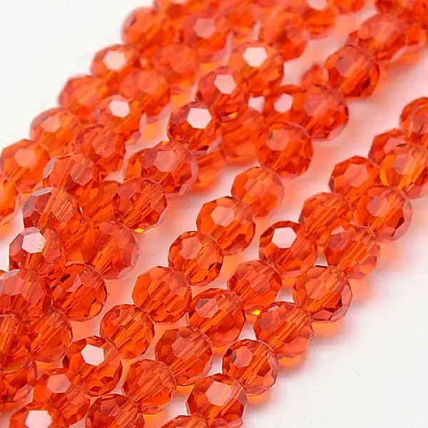 Faceted(32 Facets) Round Glass Beads Strands