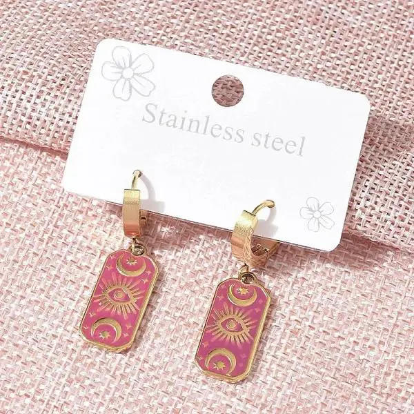 304 Stainless Steel Enamel Hoop Earrings for Women