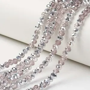Electroplate Transparent Glass Beads Strands
