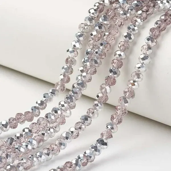 Electroplate Transparent Glass Beads Strands