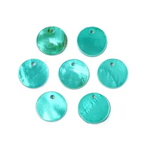 Spray Painted Natural Freshwater Shell Flat Round Charms