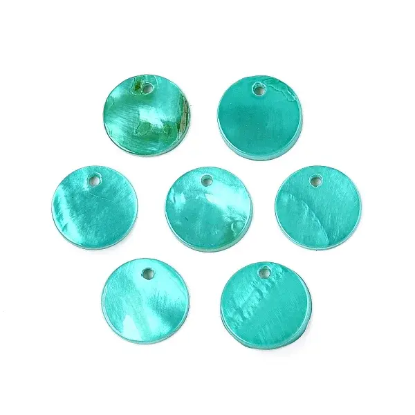 Spray Painted Natural Freshwater Shell Flat Round Charms