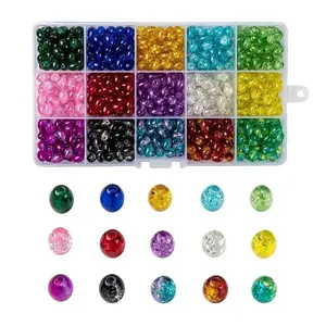 15 Colors Transparent Crackle Glass Beads