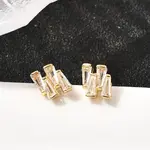 Rack Plating Nuggets Brass Micro Pave Clear Cubic Zirconia Stud Earrings