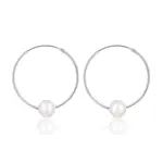 JwL Luxury Pearls Stříbrné náušnice kruhy s pravými bílými perlami JL0633