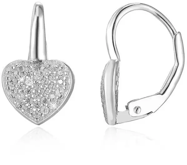 Beneto Srdíčkové stříbrné náušnice AGUC366