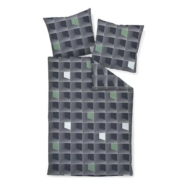 Janine POVLEČENÍ, makosatén, modrá, tmavě modrá, 155/220 cm