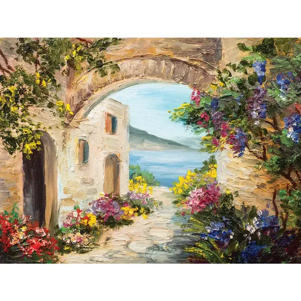 MALBA NA PLÁTNĚ, architektura, pláž a moře, 30/40 cm