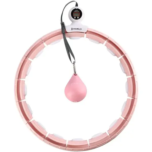 HMS HHM15 Masážní hula hoop se závažím, magnety a počítadlem, růžová, velikost