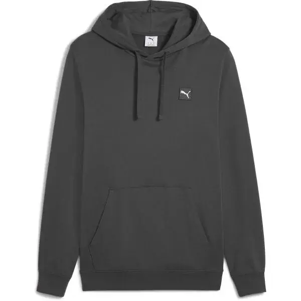 Puma ESSENTIALS ELEVATED HOODIE FL Pánská mikina, tmavě šedá, velikost