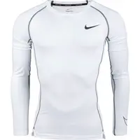 Nike PRO DRI-FIT Pánské triko s dlouhým rukávem, bílá, velikost