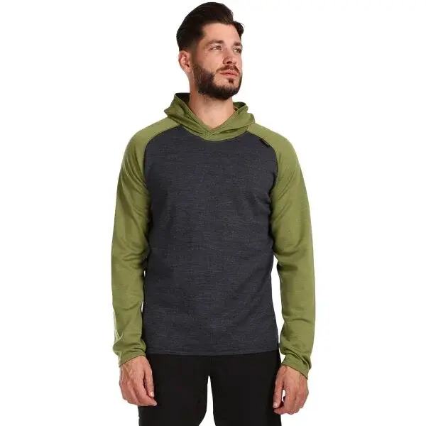 KILPI MOSEO Pánský vlněný svetr s kapucí, světle zelená, velikost