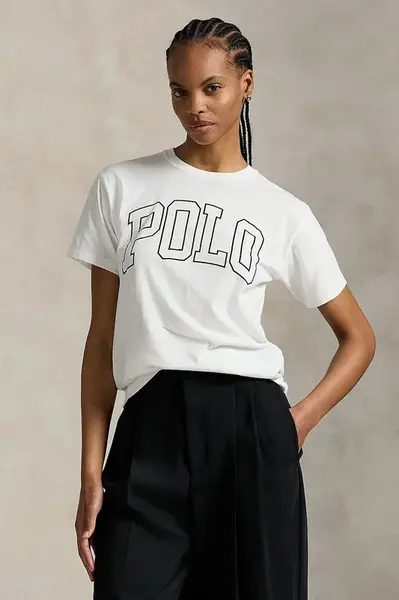 Bavlněné tričko Polo Ralph Lauren dámské, bílá barva, 211971710