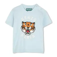 Dětské bavlněné tričko Kenzo Kids modrá barva, s potiskem, K60977