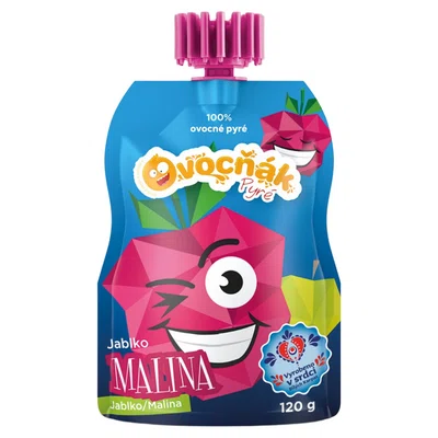 OVOCŇÁK Pyré jablko a malina 120 g