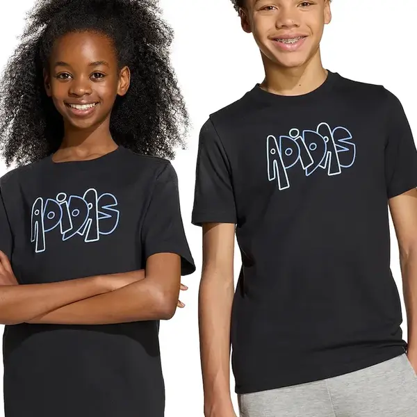 Bavlněné tričko adidas černá barva, s potiskem, JV5246