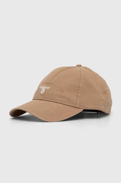 Bavlněná baseballová čepice Barbour béžová barva, s aplikací, MHA0274