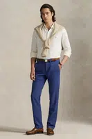 Lněné kalhoty Polo Ralph Lauren tmavomodrá barva, 710901796