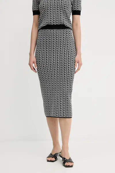 Sukně MICHAEL Michael Kors šedá barva, midi, pouzdrová, MT570J8HQG